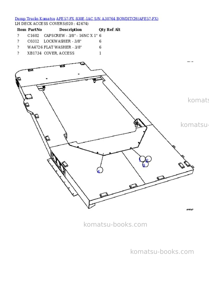 Komatsu afe57-fx 830e-1ac s/n a30764 bowditch Parts catalog cover Page 10
