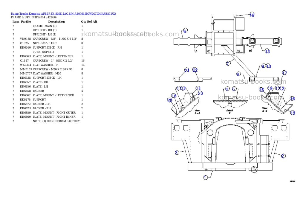 Komatsu afe57-fx 830e-1ac s/n a30764 bowditch Parts catalog cover Page 7