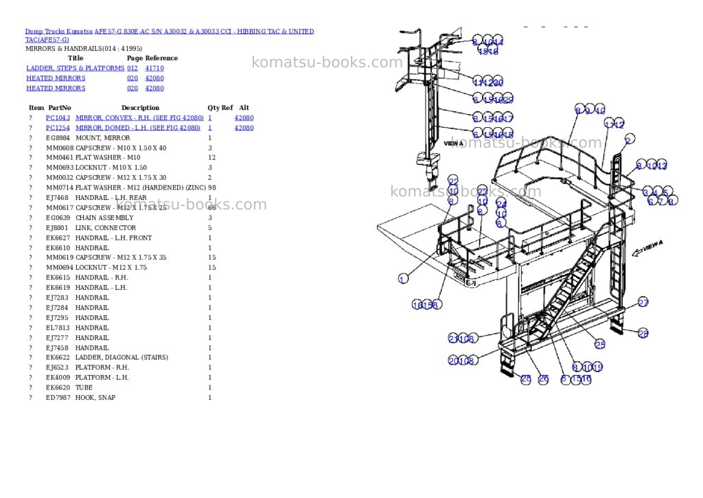 Komatsu afe57-g 830e-ac s/n a30032 & a30033 cci - hibbing tac & united tac Parts catalog cover Page 7