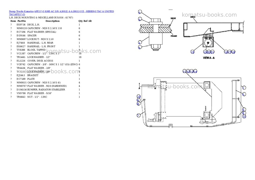 Komatsu afe57-g 830e-ac s/n a30032 & a30033 cci - hibbing tac & united tac Parts catalog cover Page 8