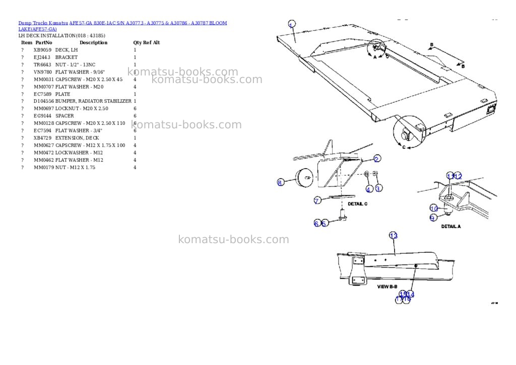 Komatsu afe57-ga 830e-1ac s/n a30773 - a30775 & a30786 - a30787 bloom lake Parts catalog cover Page 5 Komatsu afe57-ga 830e-1ac s/n a30773 - a30775 & a30786 - a30787 bloom lake Parts catalog cover Page 5
