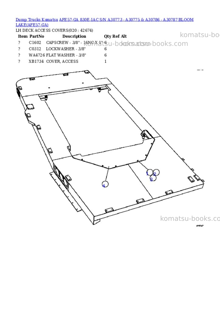 Komatsu afe57-ga 830e-1ac s/n a30773 - a30775 & a30786 - a30787 bloom lake Parts catalog cover Page 6 Komatsu afe57-ga 830e-1ac s/n a30773 - a30775 & a30786 - a30787 bloom lake Parts catalog cover Page 6