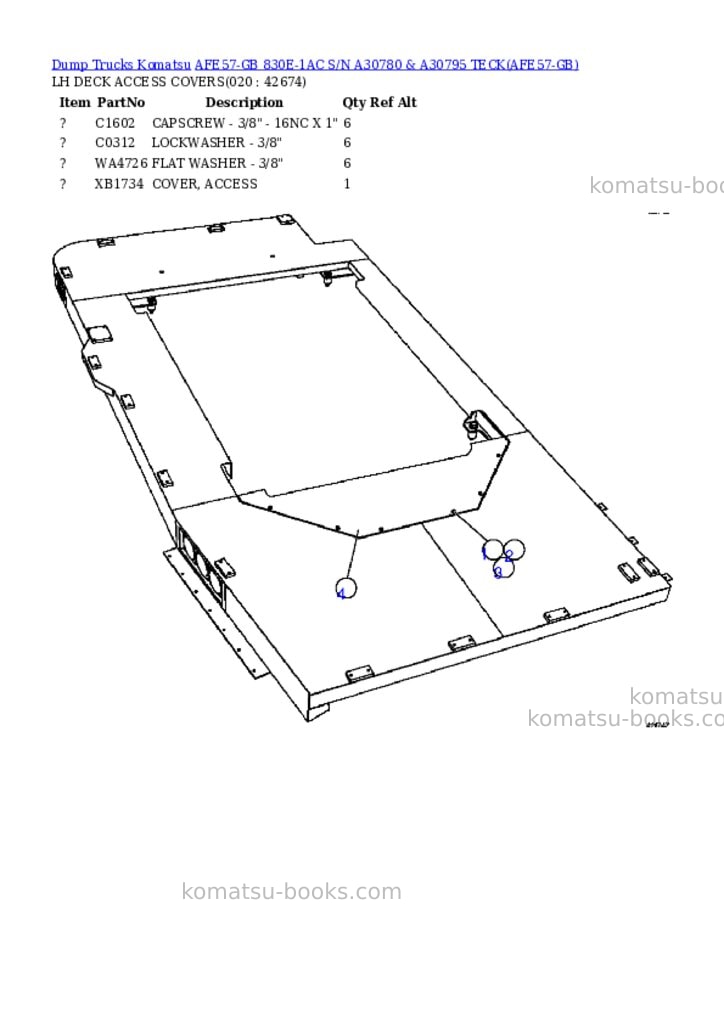 Komatsu afe57-gb 830e-1ac s/n a30780 & a30795 teck Parts catalog cover Page 10