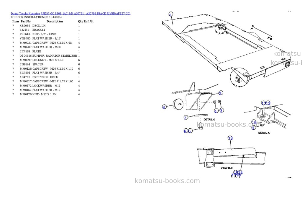 Komatsu afe57-gc 830e-1ac s/n a30791 - a30793 peace river Parts catalog cover Page 9