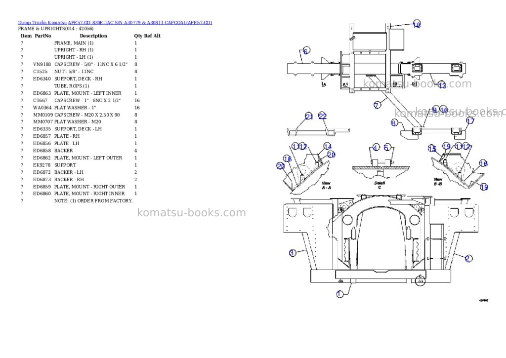 Komatsu afe57-gd 830e-1ac s/n a30779 & a30811 capcoal Parts catalog cover Page 7