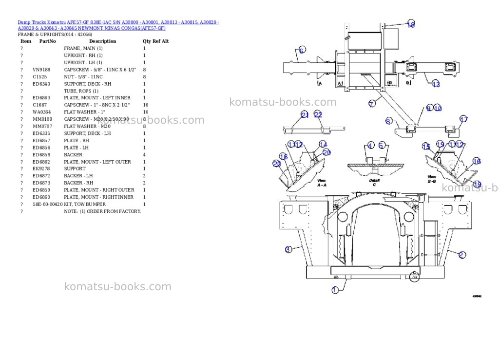 Komatsu afe57-gf 830e-1ac s/n a30800 - a30801, a30813 - a30815, a30828 - a30829 & a30843 - a30845 newmont minas congas Parts catalog cover Page 7