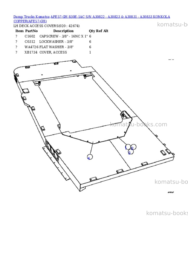 Komatsu afe57-gh 830e-1ac s/n a30822 - a30823 & a30831 - a30833 konkola copper Parts catalog cover Page 10 Komatsu afe57-gh 830e-1ac s/n a30822 - a30823 & a30831 - a30833 konkola copper Parts catalog cover Page 10