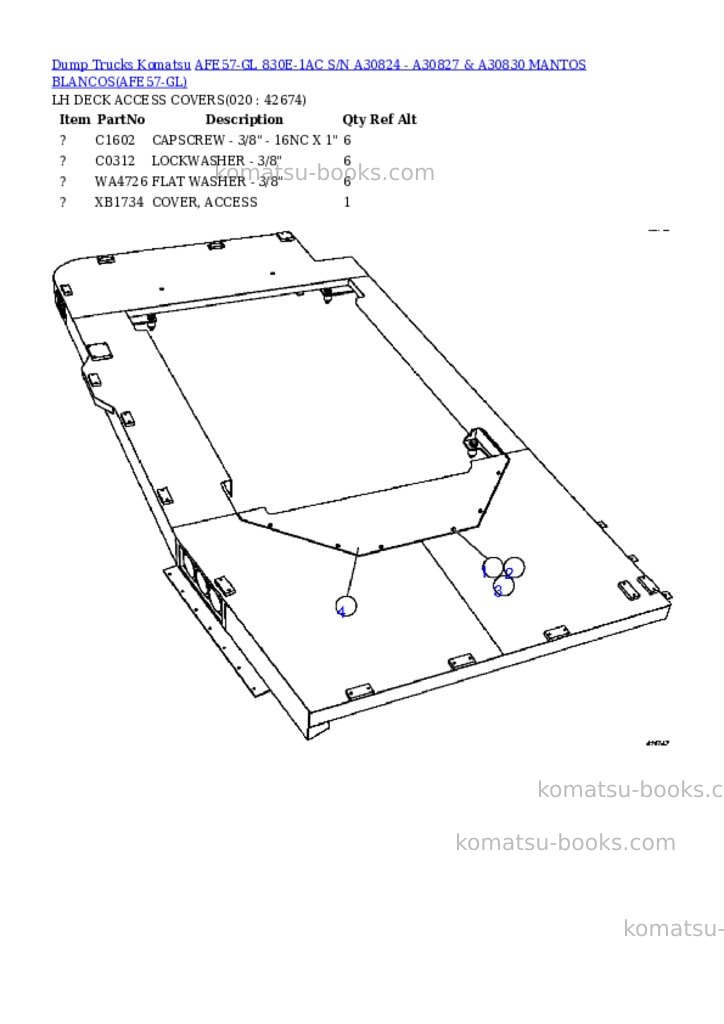 Komatsu afe57-gl 830e-1ac s/n a30824 - a30827 & a30830 mantos blancos Parts catalog cover Page 10