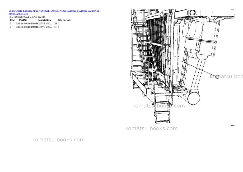 Komatsu afe57-gn 830e-1ac s/n a40851 a40869 & a40880 cardinal river Parts catalog cover Page 8