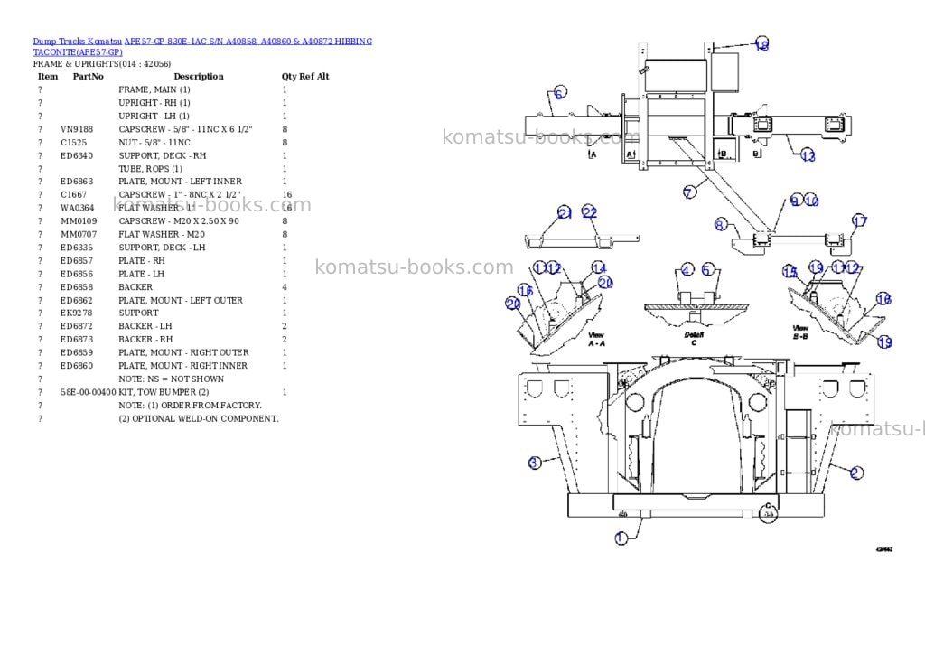 Komatsu afe57-gp 830e-1ac s/n a40858, a40860 & a40872 hibbing taconite Parts catalog cover Page 7 Komatsu afe57-gp 830e-1ac s/n a40858, a40860 & a40872 hibbing taconite Parts catalog cover Page 7