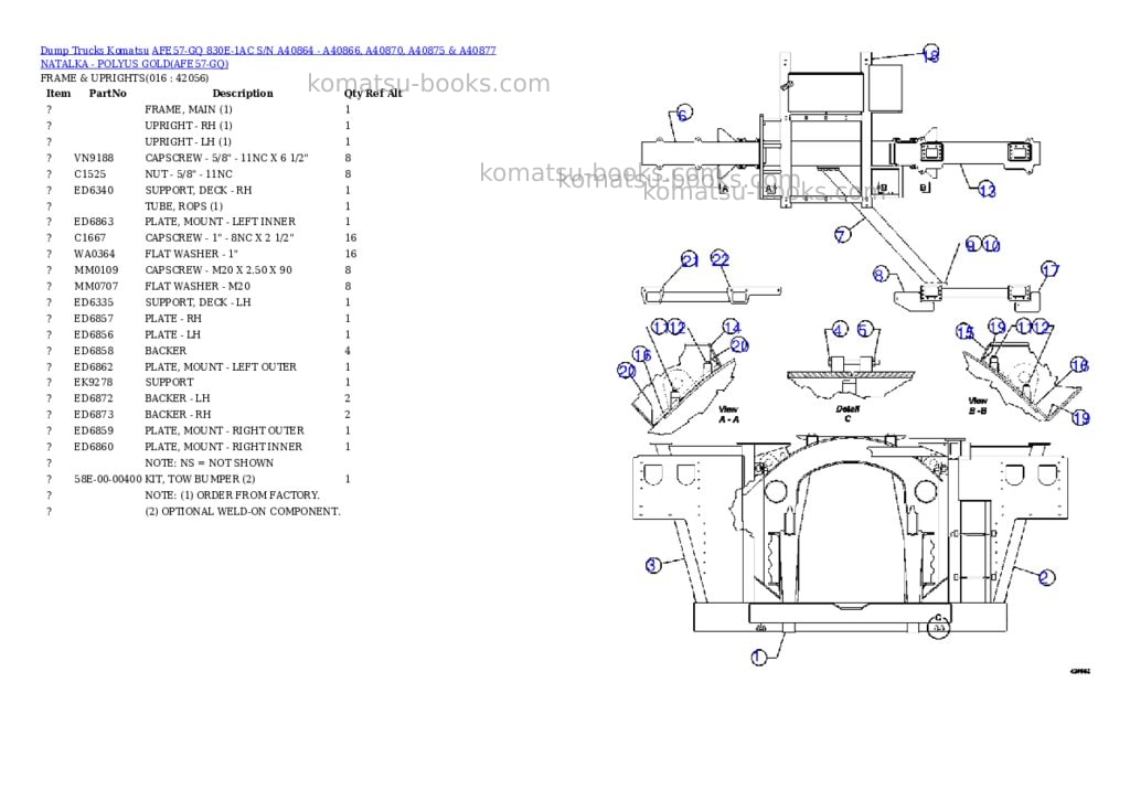 Komatsu afe57-gq 830e-1ac s/n a40864 - a40866, a40870, a40875 & a40877 natalka - polyus gold Parts catalog cover Page 8 Komatsu afe57-gq 830e-1ac s/n a40864 - a40866, a40870, a40875 & a40877 natalka - polyus gold Parts catalog cover Page 8