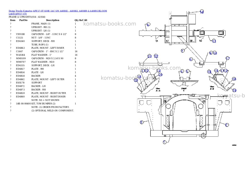 Komatsu afe57-gt 830e-1ac s/n a40882 - a40883, a40889 & a40893 bloom lake Parts catalog cover Page 7 Komatsu afe57-gt 830e-1ac s/n a40882 - a40883, a40889 & a40893 bloom lake Parts catalog cover Page 7
