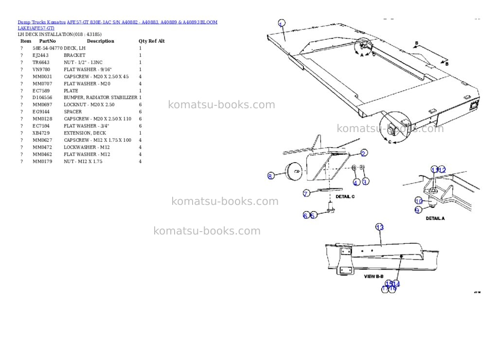 Komatsu afe57-gt 830e-1ac s/n a40882 - a40883, a40889 & a40893 bloom lake Parts catalog cover Page 9 Komatsu afe57-gt 830e-1ac s/n a40882 - a40883, a40889 & a40893 bloom lake Parts catalog cover Page 9