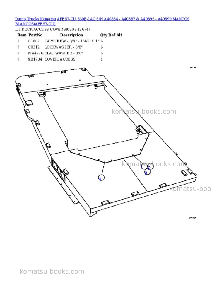 Komatsu afe57-gu 830e-1ac s/n a40884 - a40887 & a40895 - a40899 mantos blancos Parts catalog cover Page 3