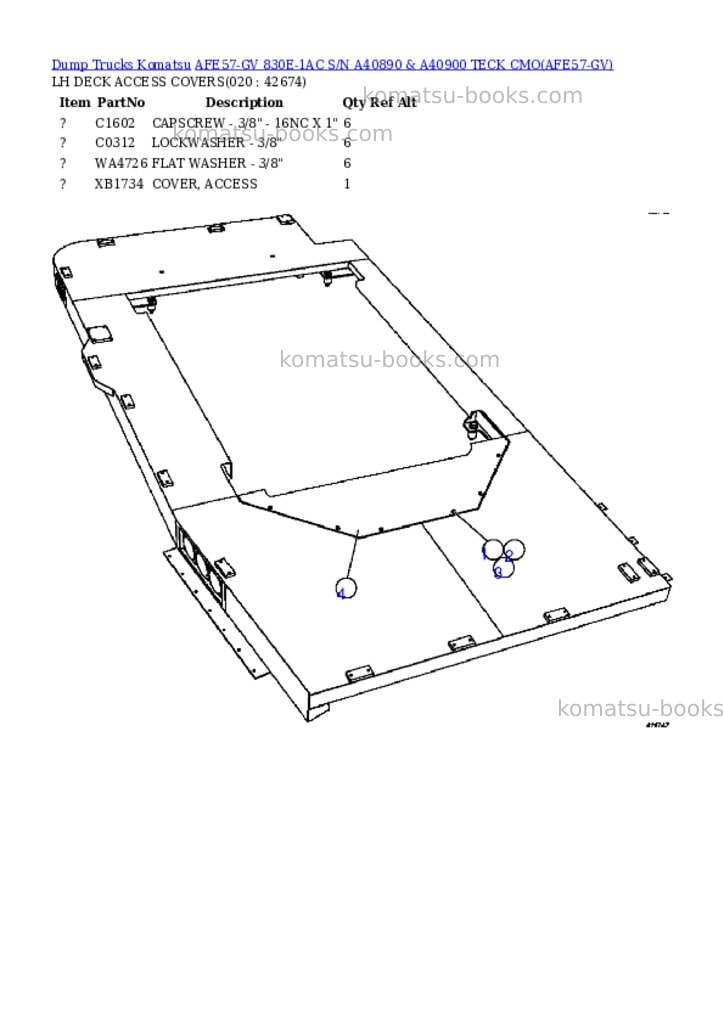 Komatsu afe57-gv 830e-1ac s/n a40890 & a40900 teck cmo Parts catalog cover Page 10