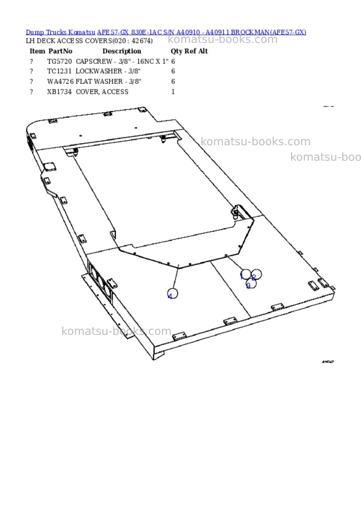Komatsu afe57-gx 830e-1ac s/n a40910 - a40911 brockman Parts catalog cover Page 10