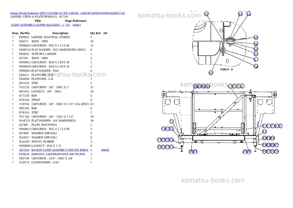 Komatsu afe57-h 830e-ac s/n a30036 - a30039 yandicoogina Parts catalog cover Page 6 Komatsu afe57-h 830e-ac s/n a30036 - a30039 yandicoogina Parts catalog cover Page 6