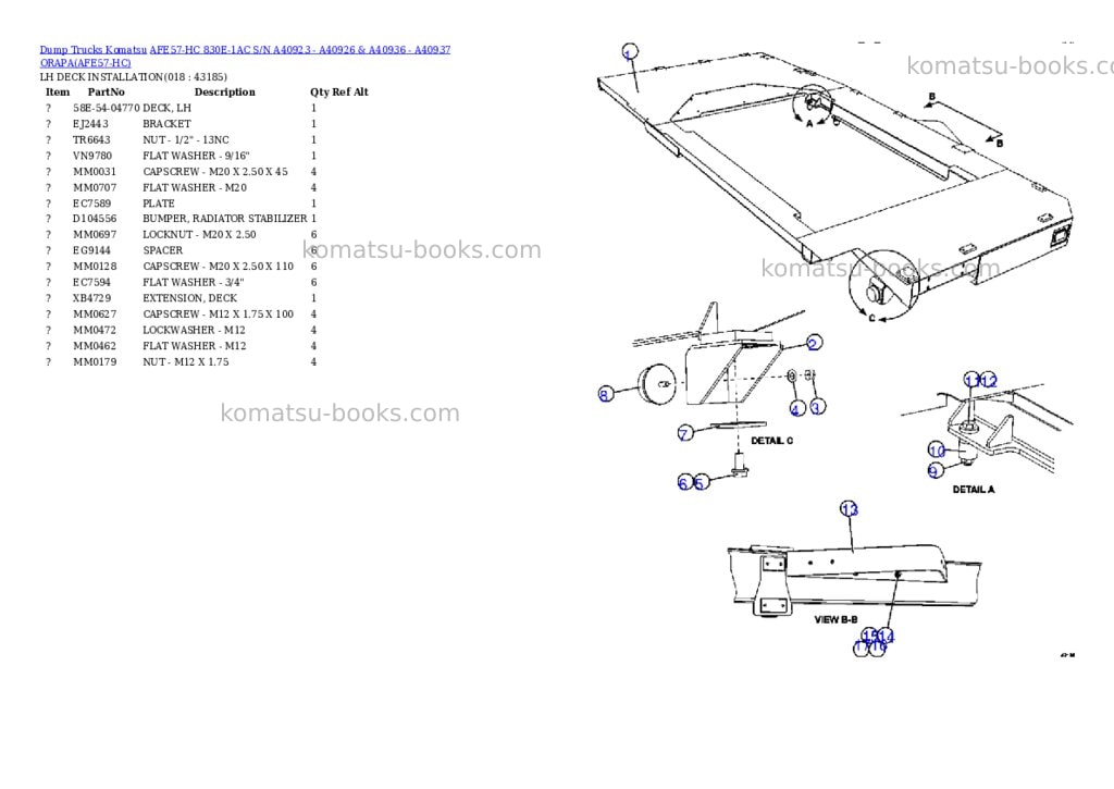 Komatsu afe57-hc 830e-1ac s/n a40923 - a40926 & a40936 - a40937 orapa Parts catalog cover Page 9 Komatsu afe57-hc 830e-1ac s/n a40923 - a40926 & a40936 - a40937 orapa Parts catalog cover Page 9