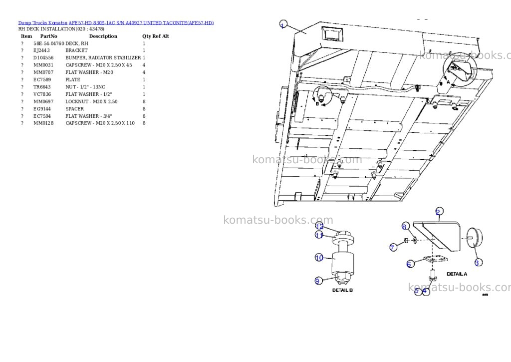 Komatsu afe57-hd 830e-1ac s/n a40927 united taconite Parts catalog cover Page 10 Komatsu afe57-hd 830e-1ac s/n a40927 united taconite Parts catalog cover Page 10