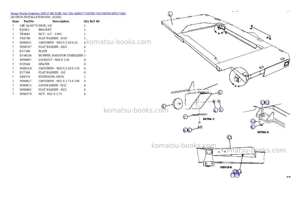 Komatsu afe57-hd 830e-1ac s/n a40927 united taconite Parts catalog cover Page 9 Komatsu afe57-hd 830e-1ac s/n a40927 united taconite Parts catalog cover Page 9