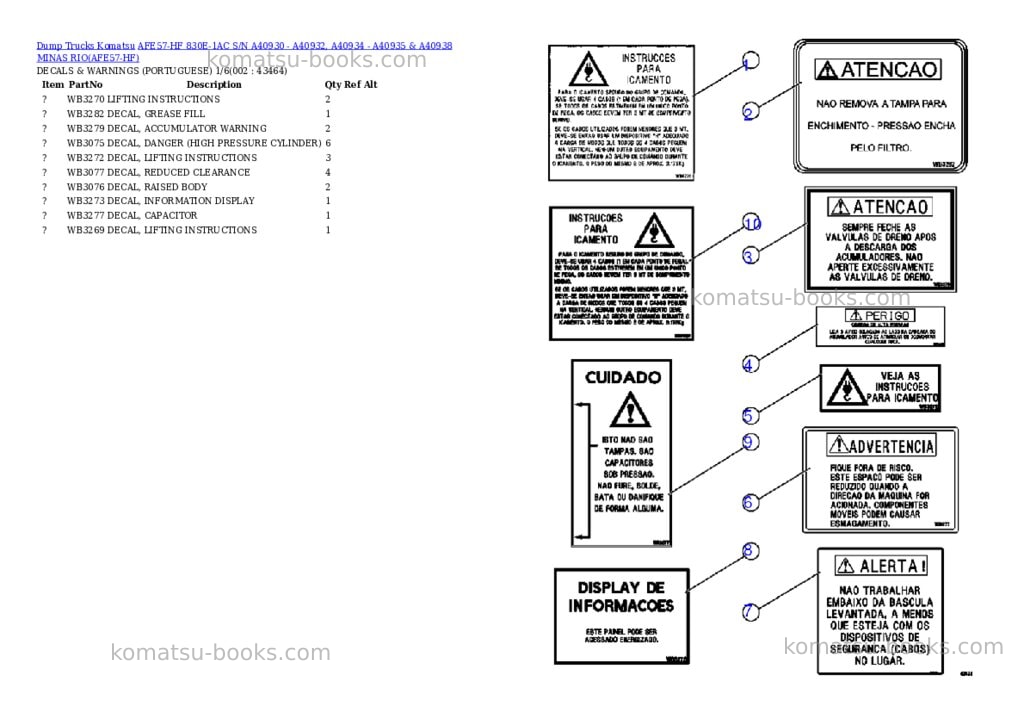 Komatsu afe57-hf 830e-1ac s/n a40930 - a40932, a40934 - a40935 & a40938 minas rio Parts catalog cover Komatsu afe57-hf 830e-1ac s/n a40930 - a40932, a40934 - a40935 & a40938 minas rio Parts catalog cover