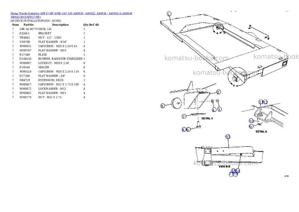 Komatsu afe57-hf 830e-1ac s/n a40930 - a40932, a40934 - a40935 & a40938 minas rio Parts catalog cover Page 10 Komatsu afe57-hf 830e-1ac s/n a40930 - a40932, a40934 - a40935 & a40938 minas rio Parts catalog cover Page 10