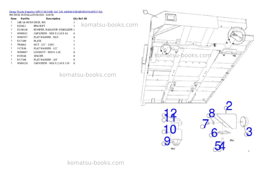 Komatsu afe57-hj 830e-1ac s/n a40944 paraburdoo Parts catalog cover Page 10 Komatsu afe57-hj 830e-1ac s/n a40944 paraburdoo Parts catalog cover Page 10