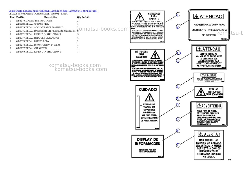 Komatsu afe57-hk 830e-1ac s/n a40945 - a40950 u & m Parts catalog cover