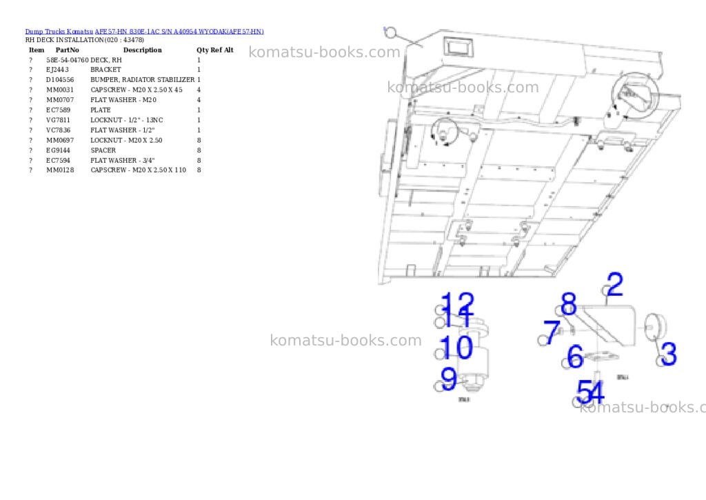 Komatsu afe57-hn 830e-1ac s/n a40954 wyodak Parts catalog cover Page 10