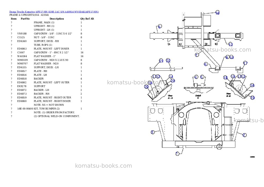 Komatsu afe57-hn 830e-1ac s/n a40954 wyodak Parts catalog cover Page 7