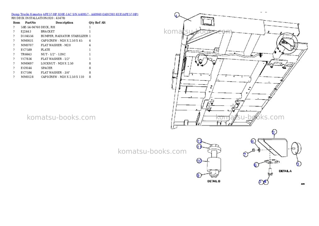 Komatsu afe57-hp 830e-1ac s/n a40957 - a40960 gahcho kue Parts catalog cover Page 10