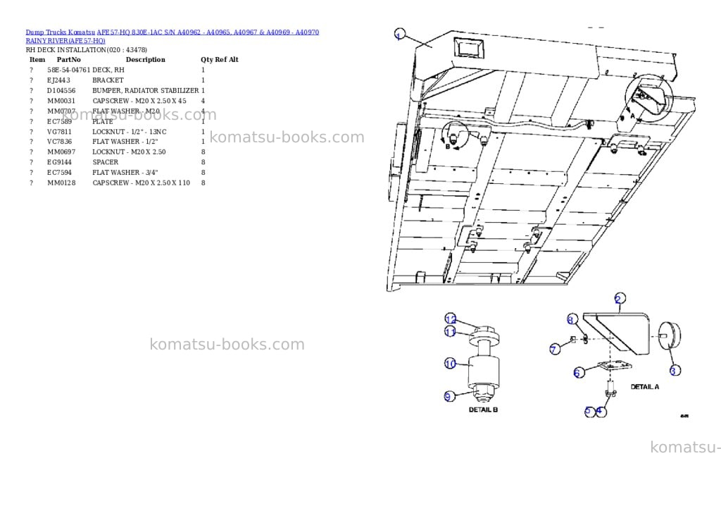Komatsu afe57-hq 830e-1ac s/n a40962 - a40965, a40967 & a40969 - a40970 rainy river Parts catalog cover Page 10 Komatsu afe57-hq 830e-1ac s/n a40962 - a40965, a40967 & a40969 - a40970 rainy river Parts catalog cover Page 10