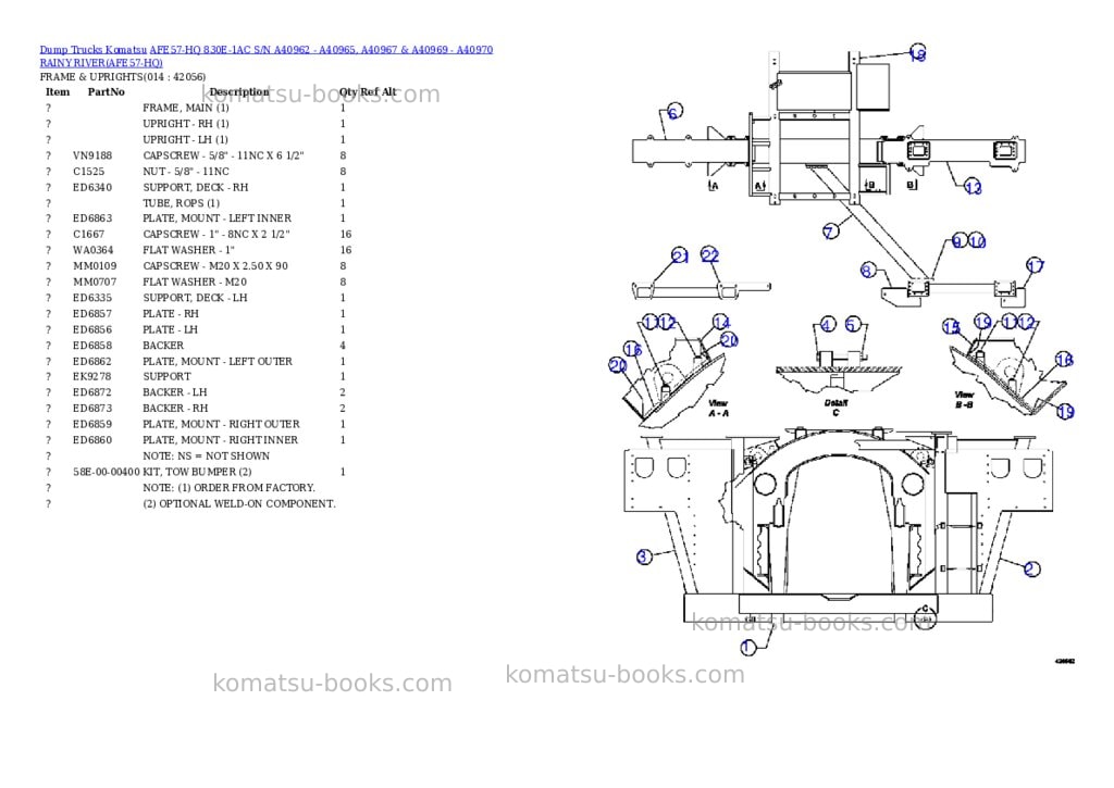 Komatsu afe57-hq 830e-1ac s/n a40962 - a40965, a40967 & a40969 - a40970 rainy river Parts catalog cover Page 7 Komatsu afe57-hq 830e-1ac s/n a40962 - a40965, a40967 & a40969 - a40970 rainy river Parts catalog cover Page 7