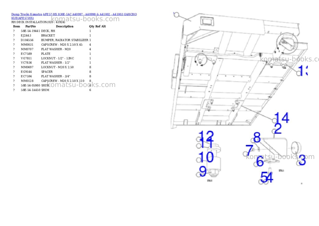 Komatsu afe57-hx 830e-1ac a40997 - a40998 & a41002 - a41003 gahcho kue Parts catalog cover Page 10 Komatsu afe57-hx 830e-1ac a40997 - a40998 & a41002 - a41003 gahcho kue Parts catalog cover Page 10