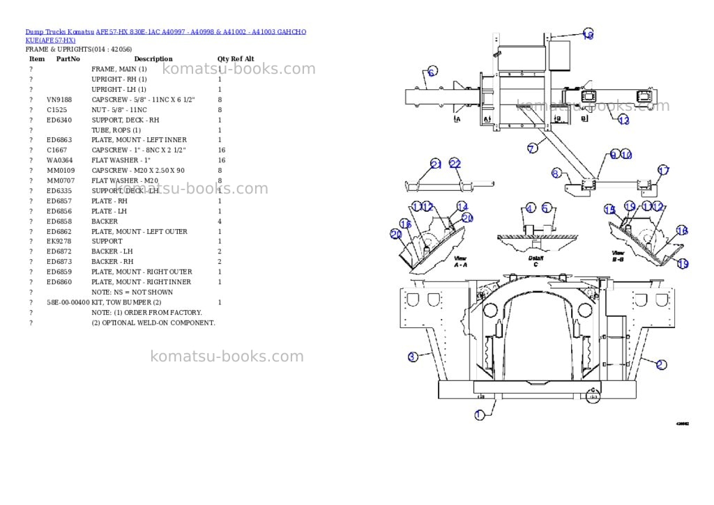 Komatsu afe57-hx 830e-1ac a40997 - a40998 & a41002 - a41003 gahcho kue Parts catalog cover Page 7 Komatsu afe57-hx 830e-1ac a40997 - a40998 & a41002 - a41003 gahcho kue Parts catalog cover Page 7