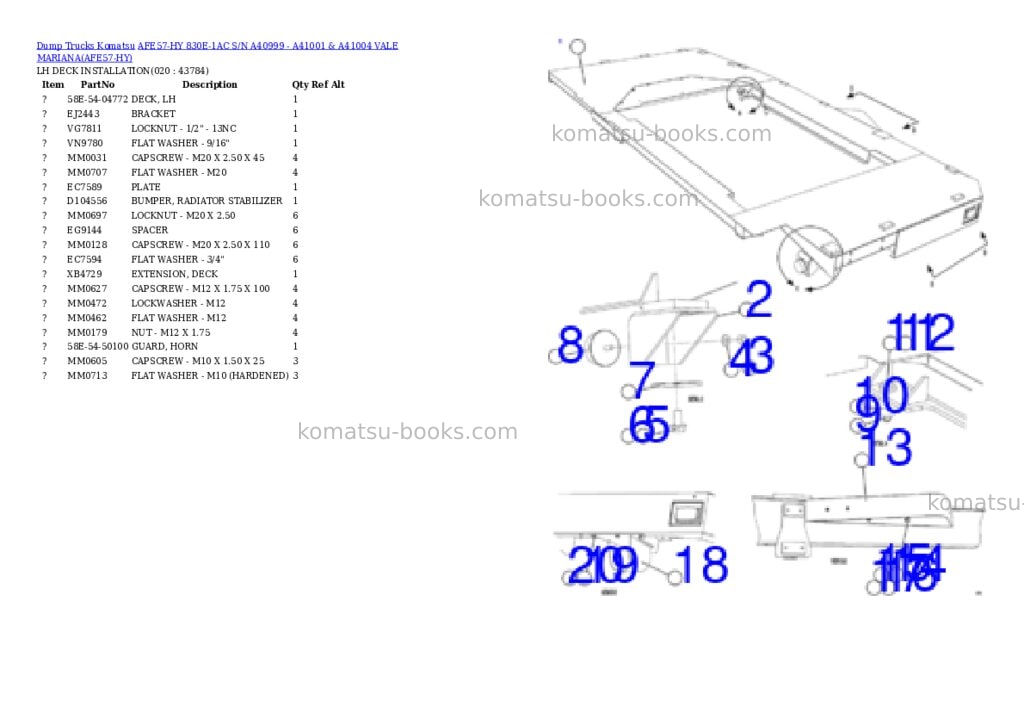 Komatsu afe57-hy 830e-1ac s/n a40999 - a41001 & a41004 vale mariana Parts catalog cover Page 10 Komatsu afe57-hy 830e-1ac s/n a40999 - a41001 & a41004 vale mariana Parts catalog cover Page 10