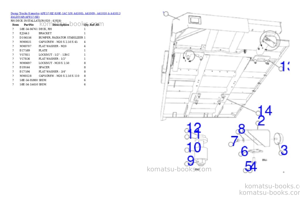 Komatsu afe57-hz 830e-1ac s/n a41005, a41009 - a41010 & a41013 zaldivar Parts catalog cover Page 10 Komatsu afe57-hz 830e-1ac s/n a41005, a41009 - a41010 & a41013 zaldivar Parts catalog cover Page 10