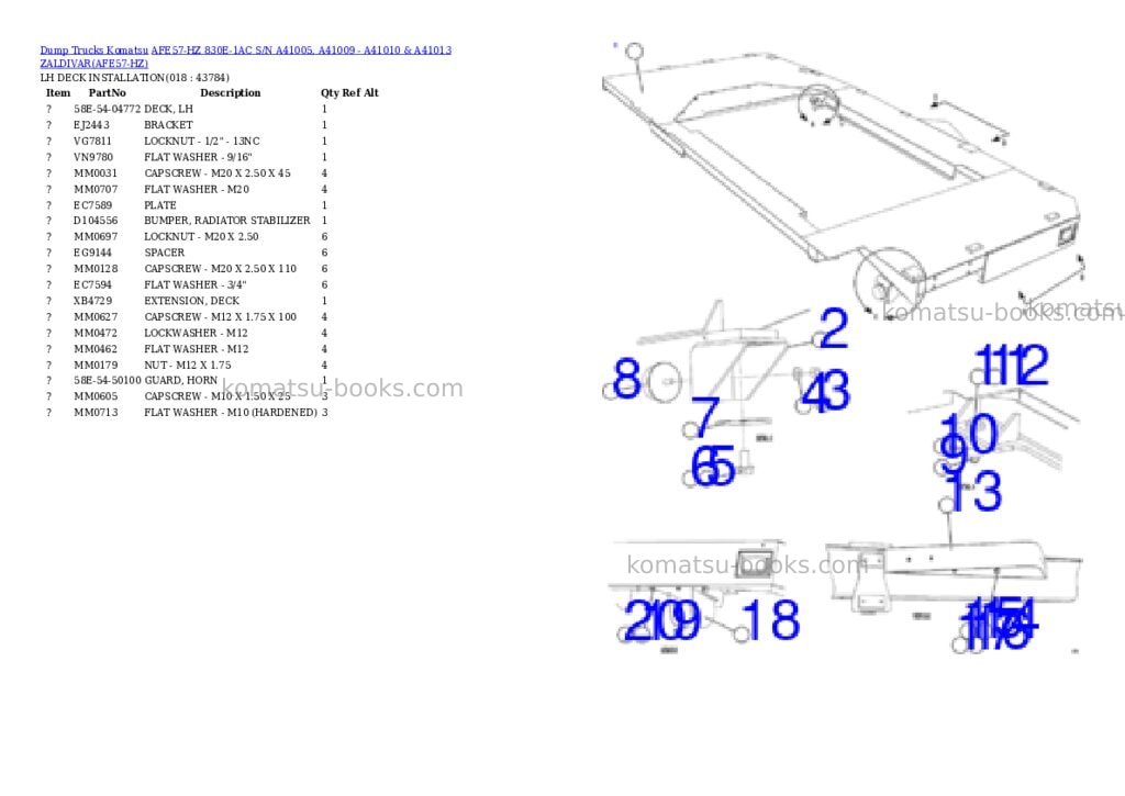 Komatsu afe57-hz 830e-1ac s/n a41005, a41009 - a41010 & a41013 zaldivar Parts catalog cover Page 9 Komatsu afe57-hz 830e-1ac s/n a41005, a41009 - a41010 & a41013 zaldivar Parts catalog cover Page 9
