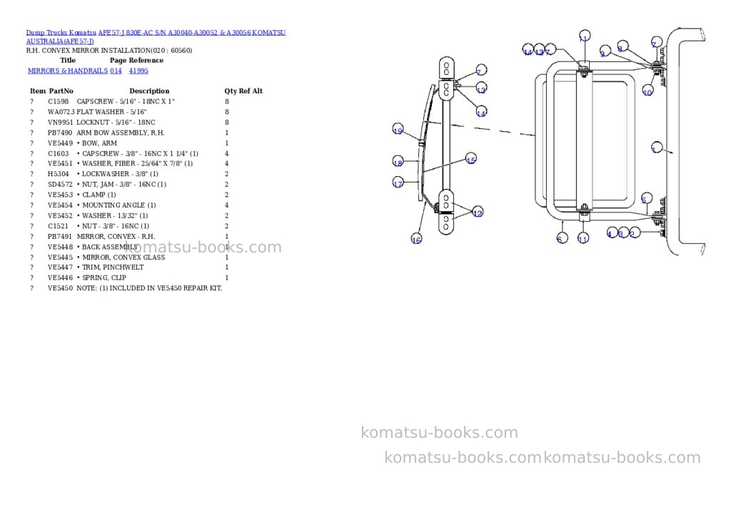 Komatsu afe57-j 830e-ac s/n a30040-a30052 & a30056 komatsu australia Parts catalog cover Page 10 Komatsu afe57-j 830e-ac s/n a30040-a30052 & a30056 komatsu australia Parts catalog cover Page 10