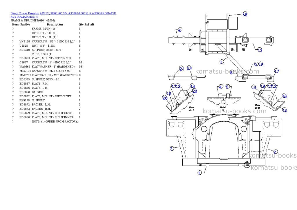 Komatsu afe57-j 830e-ac s/n a30040-a30052 & a30056 komatsu australia Parts catalog cover Page 5 Komatsu afe57-j 830e-ac s/n a30040-a30052 & a30056 komatsu australia Parts catalog cover Page 5