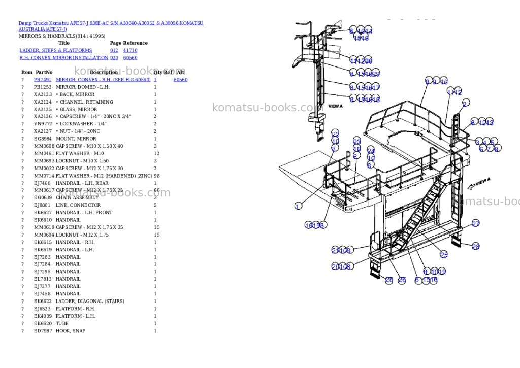 Komatsu afe57-j 830e-ac s/n a30040-a30052 & a30056 komatsu australia Parts catalog cover Page 7 Komatsu afe57-j 830e-ac s/n a30040-a30052 & a30056 komatsu australia Parts catalog cover Page 7