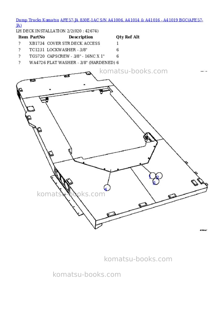 Komatsu afe57-ja 830e-1ac s/n a41006, a41014 & a41016 - a41019 bgc Parts catalog cover Page 10