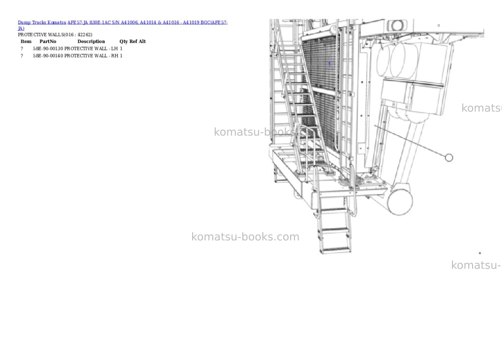 Komatsu afe57-ja 830e-1ac s/n a41006, a41014 & a41016 - a41019 bgc Parts catalog cover Page 8