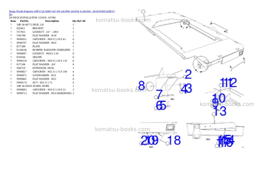 Komatsu afe57-ja 830e-1ac s/n a41006, a41014 & a41016 - a41019 bgc Parts catalog cover Page 9