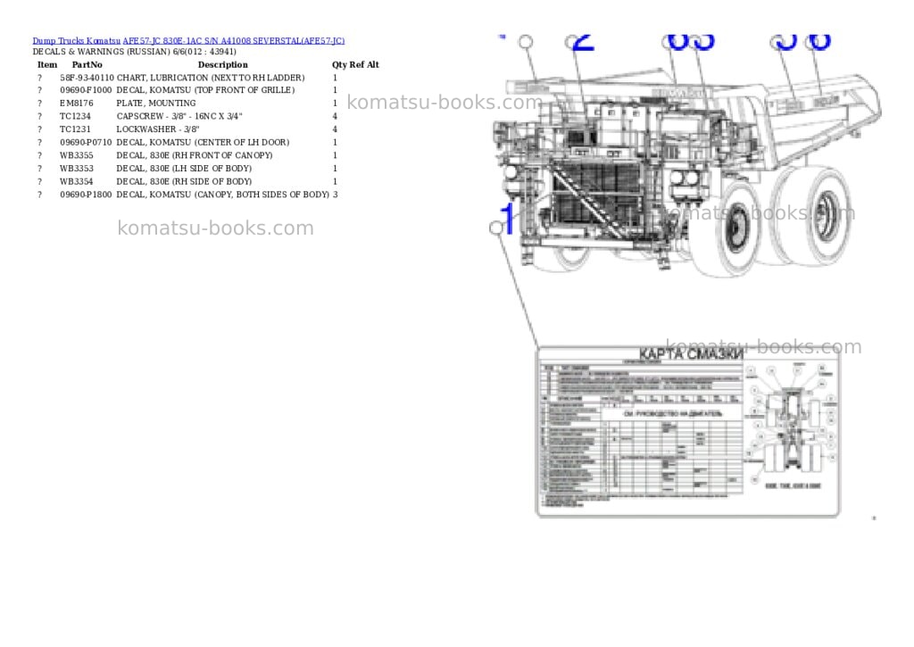 Komatsu afe57-jc 830e-1ac s/n a41008 severstal Parts catalog cover Page 6 Komatsu afe57-jc 830e-1ac s/n a41008 severstal Parts catalog cover Page 6
