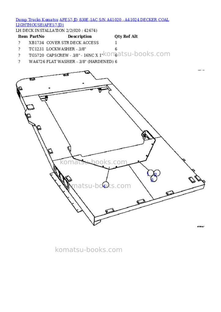 Komatsu afe57-jd 830e-1ac s/n a41020 - a41024 decker coal lighthouse Parts catalog cover Page 10