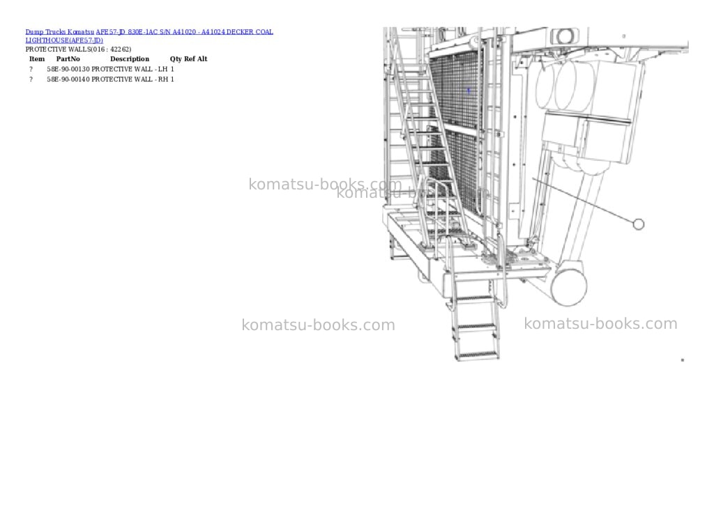 Komatsu afe57-jd 830e-1ac s/n a41020 - a41024 decker coal lighthouse Parts catalog cover Page 8