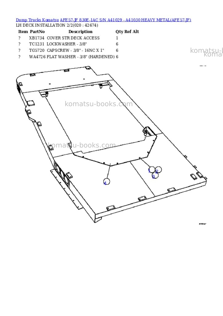 Komatsu afe57-jf 830e-1ac s/n a41029 - a41030 heavy metal Parts catalog cover Page 10 Komatsu afe57-jf 830e-1ac s/n a41029 - a41030 heavy metal Parts catalog cover Page 10