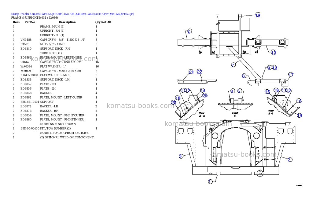 Komatsu afe57-jf 830e-1ac s/n a41029 - a41030 heavy metal Parts catalog cover Page 7 Komatsu afe57-jf 830e-1ac s/n a41029 - a41030 heavy metal Parts catalog cover Page 7
