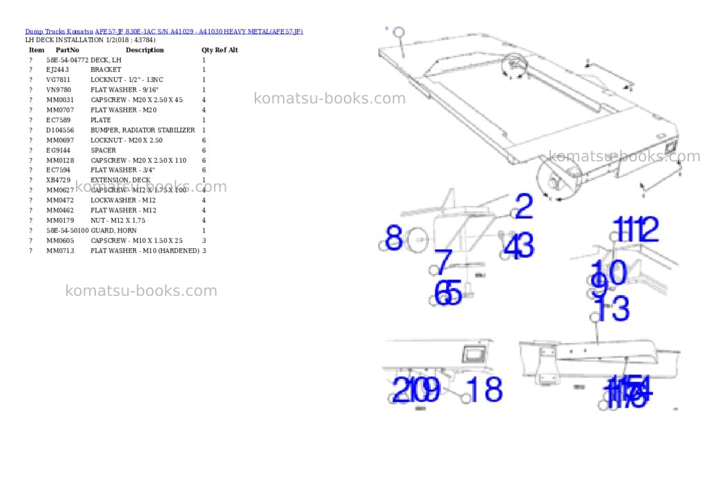 Komatsu afe57-jf 830e-1ac s/n a41029 - a41030 heavy metal Parts catalog cover Page 9 Komatsu afe57-jf 830e-1ac s/n a41029 - a41030 heavy metal Parts catalog cover Page 9